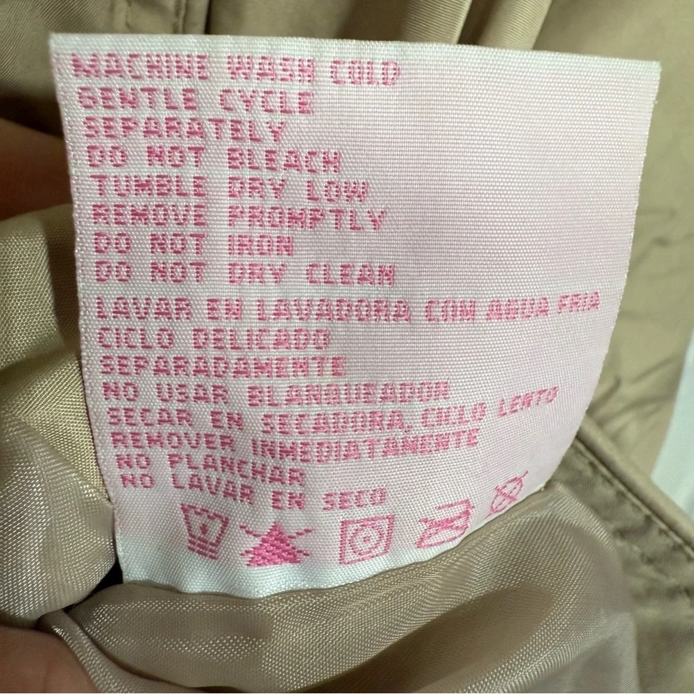 Girls Beige Trench Coat with Belted Waist Button Closure Removable Hood Size 7/8